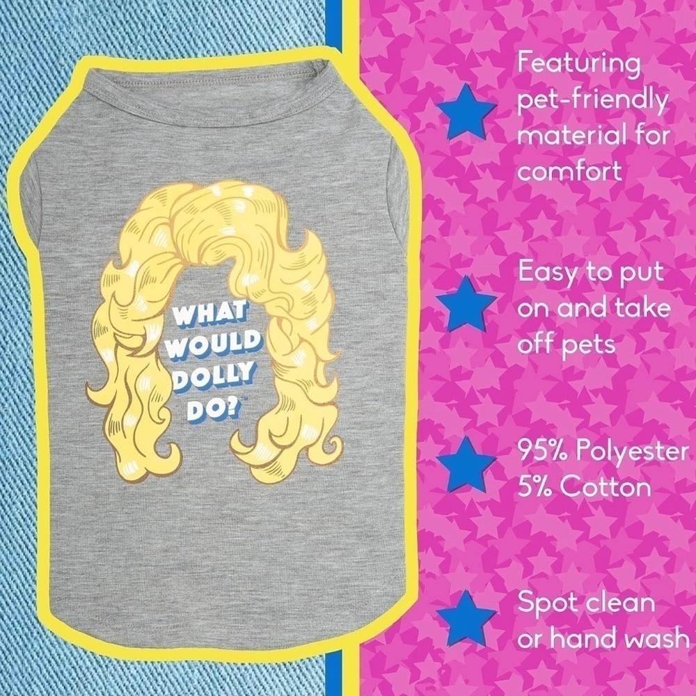 Doggy Parton What Would Dolly Do? T Shirt Gray - Picture 9 of 11